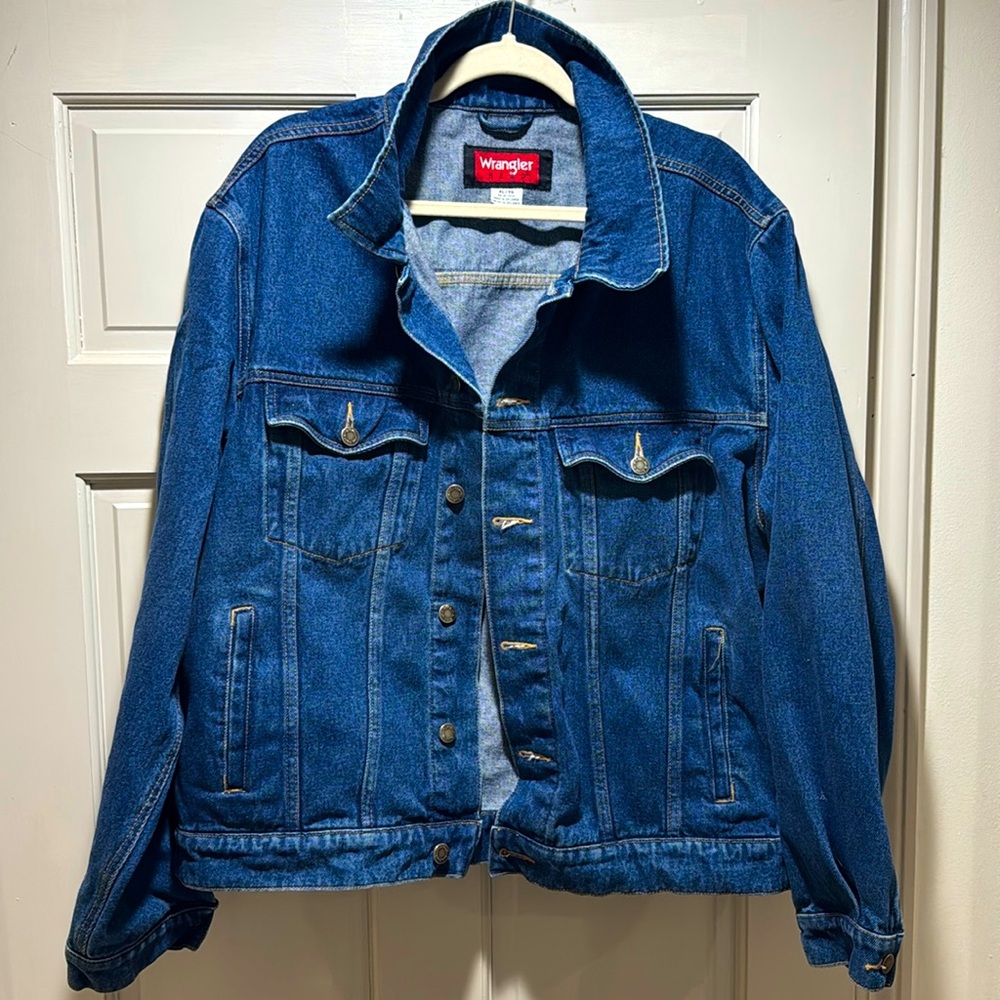 Vintage Wrangler Hero Denim Jacket Men XL  Blue Wash Trucker Utility Workwear